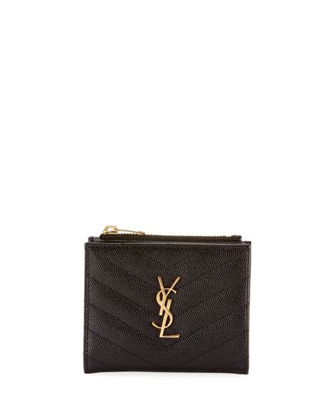 saint laurent monogram ysl quilted grain leather zip card case|YSL card holders.